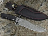 13" Inches HAND FORGED Damascus Steel Hunter Bowie knife+ Leather sheath - ZB Knives Store