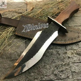 15.5" Inches HAND FORGED Fixed Blade 1095 High Carbon Steel Hunter Bowie Knife + leather sheath - ZB Knives Store