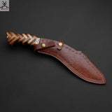16.5" Inches HAND FORGED Fixed Blade Damascus Steel Kukri knife+ Leather sheath - ZB Knives Store