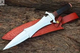 17" Inches HAND FORGED Fixed Blade D2 Steel Hunter Bowie knife+ Leather sheath - ZB Knives Store