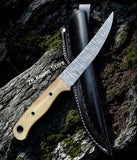 Best Fish Fillet Knife For Fishermen With Bone Handle - Damascus Steel Blade - ZB Knives Store