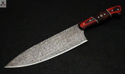 Damascus Knives Custom Handmade - 13.25" inch PAKKA/ROSE WOOD Handle Chef Kitchen - ZB Knives Store