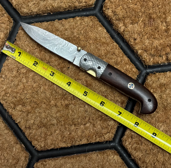 Damascus steel custom handmade pocket folding knife
