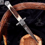 Unleash your inner adventurer with our special Patterns Damascus steel switchblade pocket knife. Crafted with unparalleled precision and featuring a stunning deer horn handle, this knife is the ultimate EDC companion - ZB Knives Store