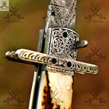 Unleash your inner adventurer with our special Patterns Damascus steel switchblade pocket knife. Crafted with unparalleled precision and featuring a stunning deer horn handle, this knife is the ultimate EDC companion - ZB Knives Store