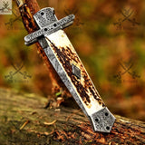 Unleash your inner adventurer with our special Patterns Damascus steel switchblade pocket knife. Crafted with unparalleled precision and featuring a stunning deer horn handle, this knife is the ultimate EDC companion - ZB Knives Store