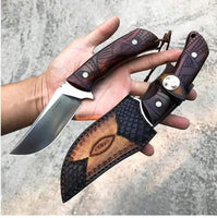 8.5" Inches HAND FORGED J2 Steel Hunting Knife + Leather Sheath