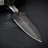 5.75" Inches HAND FORGED Full Tang Damascus Steel Dagger Knife + leather sheath - ZB Knives Store