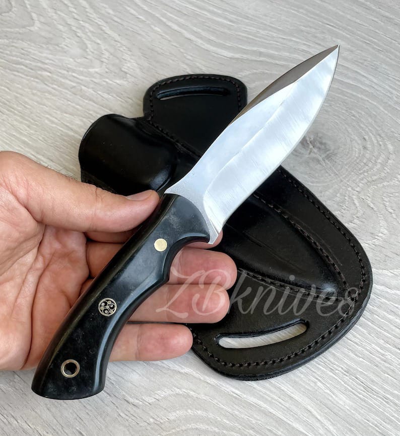8 Inches HAND FORGED High Carbon Steel Hunting knife + Leather Sheath – ZB  Knives Store