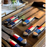 07 PCS HAND FORGED Full Tang Damascus Steel Texas Flag Handle Kitchen Set knives + Leather Sheath - ZB Knives Store