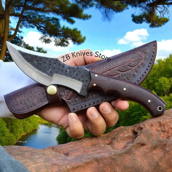 10-Inch Tracker Knife Handmade with Leather Sheath – Survival Tool