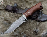 10.5" Inches HAND FORGED Damascus Steel Hunting Knife + leather sheath - ZB Knives Store