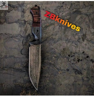 10.5"inches HAND FORGED Full Tang 1095 High Carbon Steel Hunting knife + Leather Sheath - ZB Knives Store
