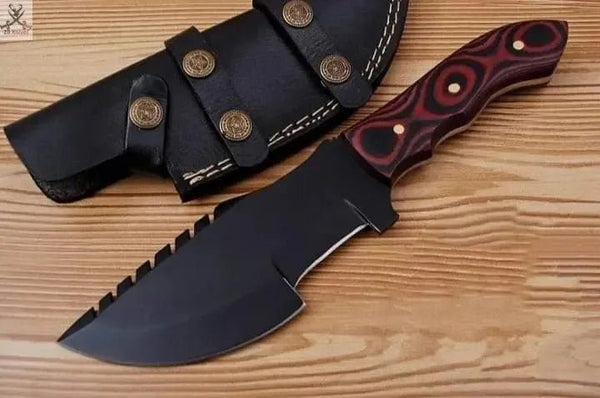 10.5"inches HAND FORGED Full Tang High Carbon Steel Tracker knife + Leather Sheath - ZB Knives Store