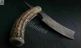 10" Inches HAND FORGED Damascus Steel Razor knife+ Leather sheath - ZB Knives Store