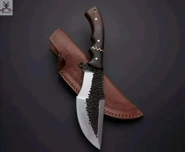 10" Inches HAND FORGED Full Tang 1095 High Carbon Steel Tracker knife + Leather Sheath - ZB Knives Store