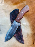 10" Inches HAND FORGED Full Tang Damascus Steel Hunting Knife+ Leather sheath ZB Knives Store