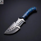 10" Inches HAND FORGED Full Tang Damascus Steel Tracker Knife+ Leather sheath ZB Knives Store