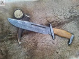 12.5" Inches HAND FORGED Fixed Blade Damascus Steel Hunting Knife+ Leather sheath - ZB Knives Store
