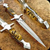12" Inches Full Tang D2 Steel Dagger Knife + leather sheath 🗡️ - ZB Knives Store