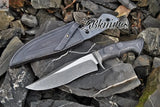 12" Inches HAND FORGED Fixed Blade 1095 High Carbon Steel Hunting Knife + leather sheath - ZB Knives Store