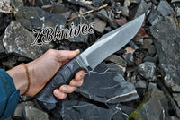 12" Inches HAND FORGED Fixed Blade 1095 High Carbon Steel Hunting Knife + leather sheath - ZB Knives Store