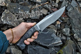 12" Inches HAND FORGED Fixed Blade 1095 High Carbon Steel Hunting Knife + leather sheath - ZB Knives Store