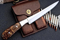 12" Inches HAND FORGED Full Tang D2 Steel Fillet knife+ Leather Sheath - ZB Knives Store