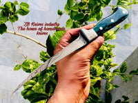 12" inches HAND FORGED Full Tang Damascus Steel Fillet Knife + Leather Sheath - ZB Knives Store