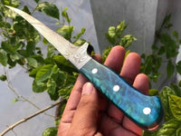 12" inches HAND FORGED Full Tang Damascus Steel Fillet Knife + Leather Sheath - ZB Knives Store