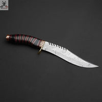 13" Inches HAND FORGED Damascus Steel Hunter Bowie knife+ Leather sheath ZB Knives Store