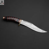 13" Inches HAND FORGED Damascus Steel Hunter Bowie knife+ Leather sheath ZB Knives Store