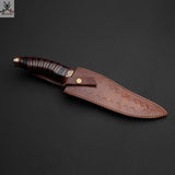 13" Inches HAND FORGED Damascus Steel Hunter Bowie knife+ Leather sheath ZB Knives Store