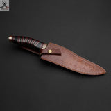 13" Inches HAND FORGED Damascus Steel Hunter Bowie knife+ Leather sheath - ZB Knives Store