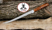 13" Inches HAND FORGED Full Tang J2 Steel Fillet Knife+ Leather sheath - ZB Knives Store
