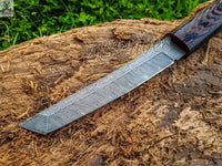 13" inches HAND FORGED Damascus Steel Katana Knife + Scabbard - ZB Knives Store