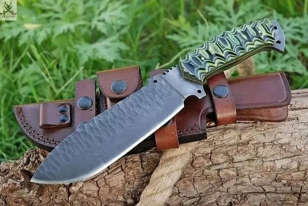 14" Inches HAND FORGED Full Tang 1095 High Carbon Steel Hunter Bowie Knife+ Leather sheath - ZB Knives Store