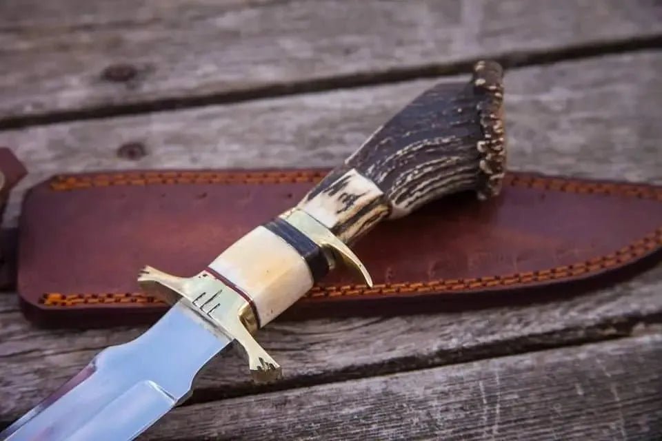 15.5" inches HAND FORGED Full Tang D2 Steel Bowie Knife + Leather Sheath - ZB Knives Store