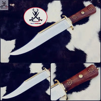 15.5" inches HAND FORGED Full Tang D2 Steel Hunter Bowie Knife + Leather Sheath - ZB Knives Store