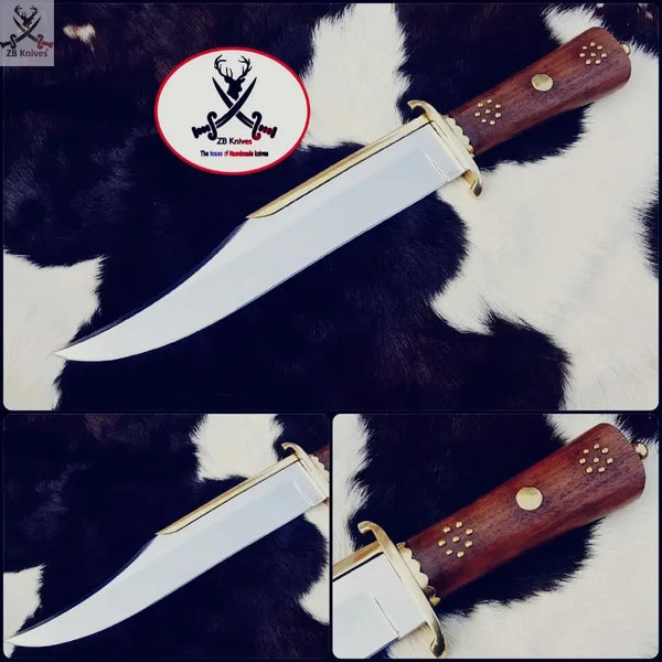 15.5" inches HAND FORGED Full Tang D2 Steel Hunter Bowie Knife + Leather Sheath - ZB Knives Store