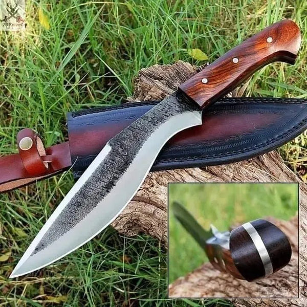 15" Inches HAND FORGED Full Tang 1095 High Carbon Steel Kukri Knife+ Leather sheath - ZB Knives Store