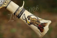 16 Inch Bowie Knife - Camel Bone Engraved Handle Knife with Leather Sheath - ZB Knives Store