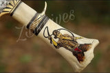16 Inch Bowie Knife - Camel Bone Engraved Handle Knife with Leather Sheath - ZB Knives Store