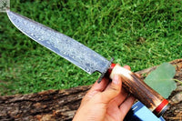 Beautiful Damascus Steel Bowie Hunting knife - ZB Knives Store