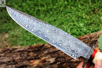 Beautiful Damascus Steel Bowie Hunting knife - ZB Knives Store