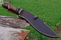 17"inches HAND FORGED Fixed Blade Damascus Steel Kukri Knife + Leather Sheath - ZB Knives Store