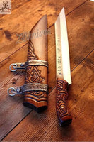 18.5" Inches HAND FORGED Full Tang 1095 High Carbon Steel Viking Seax Knife+ Scabbard - ZB Knives Store