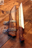 18.5" Inches HAND FORGED Full Tang 1095 High Carbon Steel Viking Seax Knife+ Scabbard - ZB Knives Store