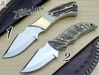 2 PCS HAND FORGED Full Tang D2 Steel Skinning Knives + leather sheath - ZB Knives Store