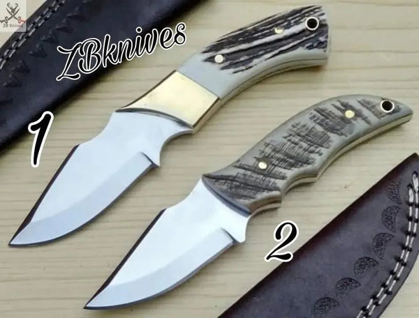 2 PCS HAND FORGED Full Tang D2 Steel Skinning Knives + leather sheath - ZB Knives Store